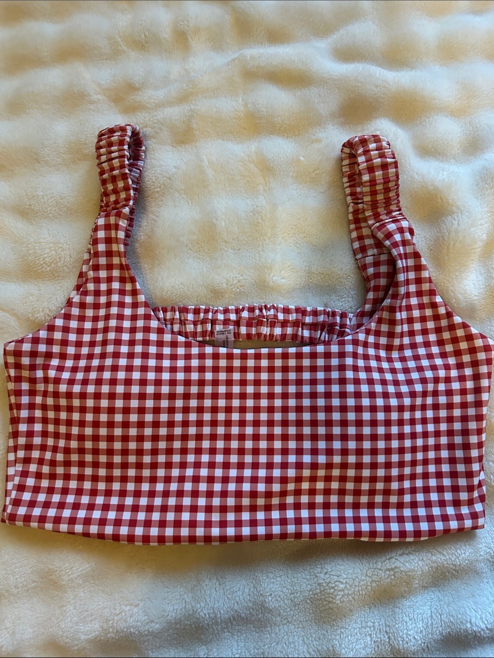 Red & White Gingham Crop Tank Top